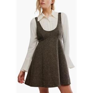 NEW FREE PEOPLE cyd mini dress in espresso combo